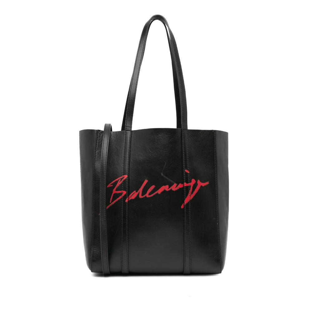 Balenciaga B Balenciaga Black Calf Leather XS Logo Everyday Tote Italy