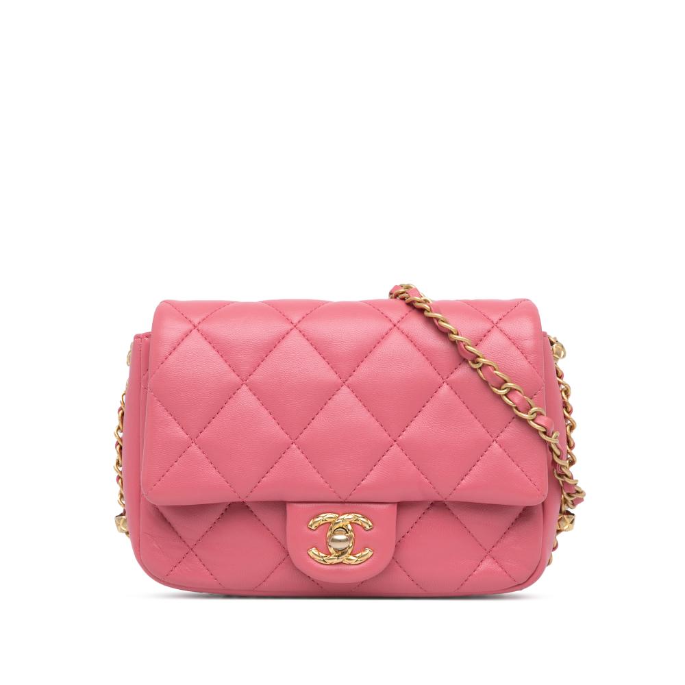 Chanel AB Chanel Pink Lambskin Leather Leather Small Quilted Lambskin Dynasty Flap Italy