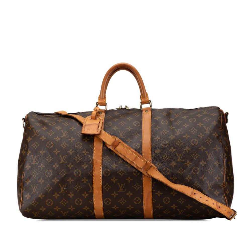 Louis Vuitton B Louis Vuitton Brown Monogram Canvas Canvas Monogram Keepall Bandouliere 55 France