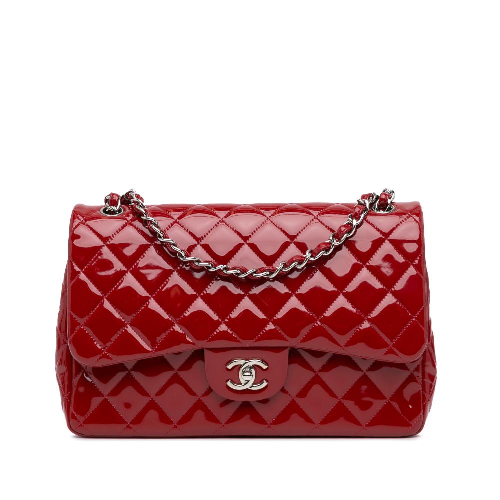 Chanel B Chanel Red Patent Leather Leather Jumbo Classic Patent Double Flap Italy