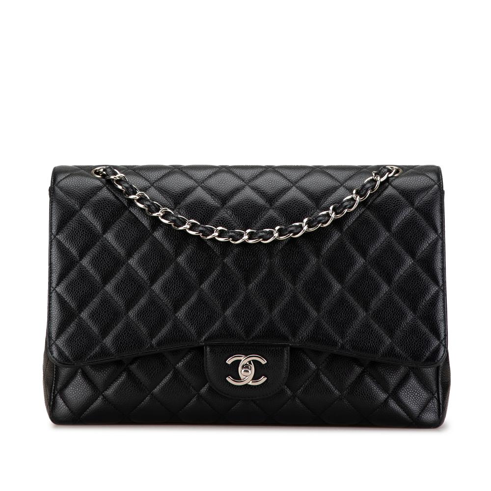 Chanel B Chanel Black Caviar Leather Leather Maxi Classic Caviar Single Flap Italy