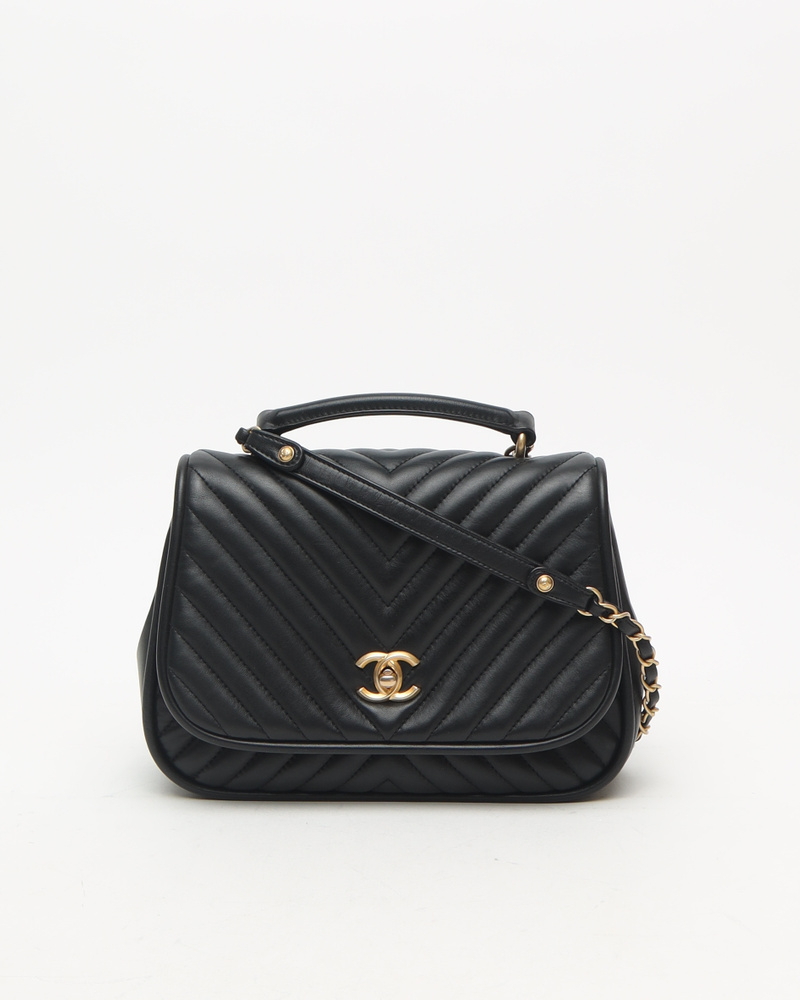 Chanel Reverse Chevron Top Handle Bag