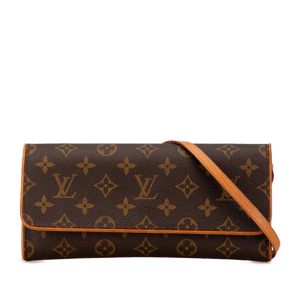 Louis Vuitton B Louis Vuitton Brown Monogram Canvas Canvas Monogram Pochette Twin GM France