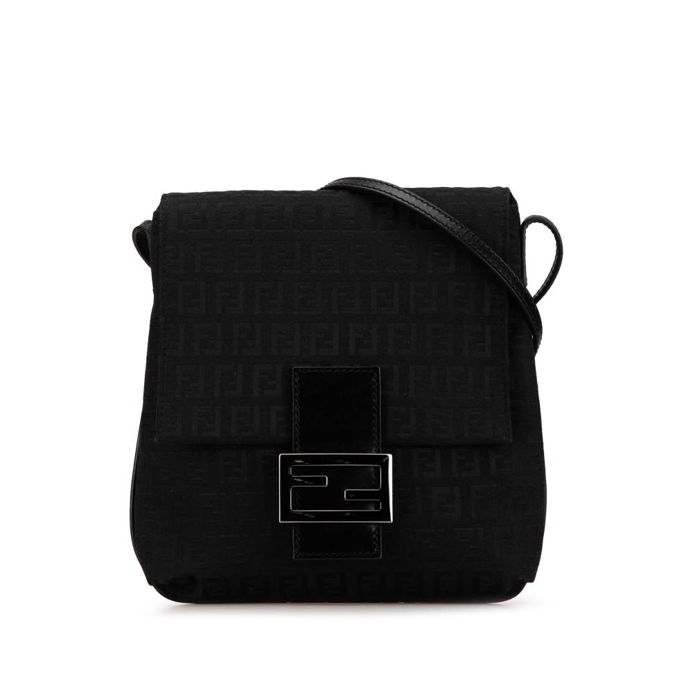 Fendi B Fendi Black Canvas Fabric Zucchino Crossbody Italy