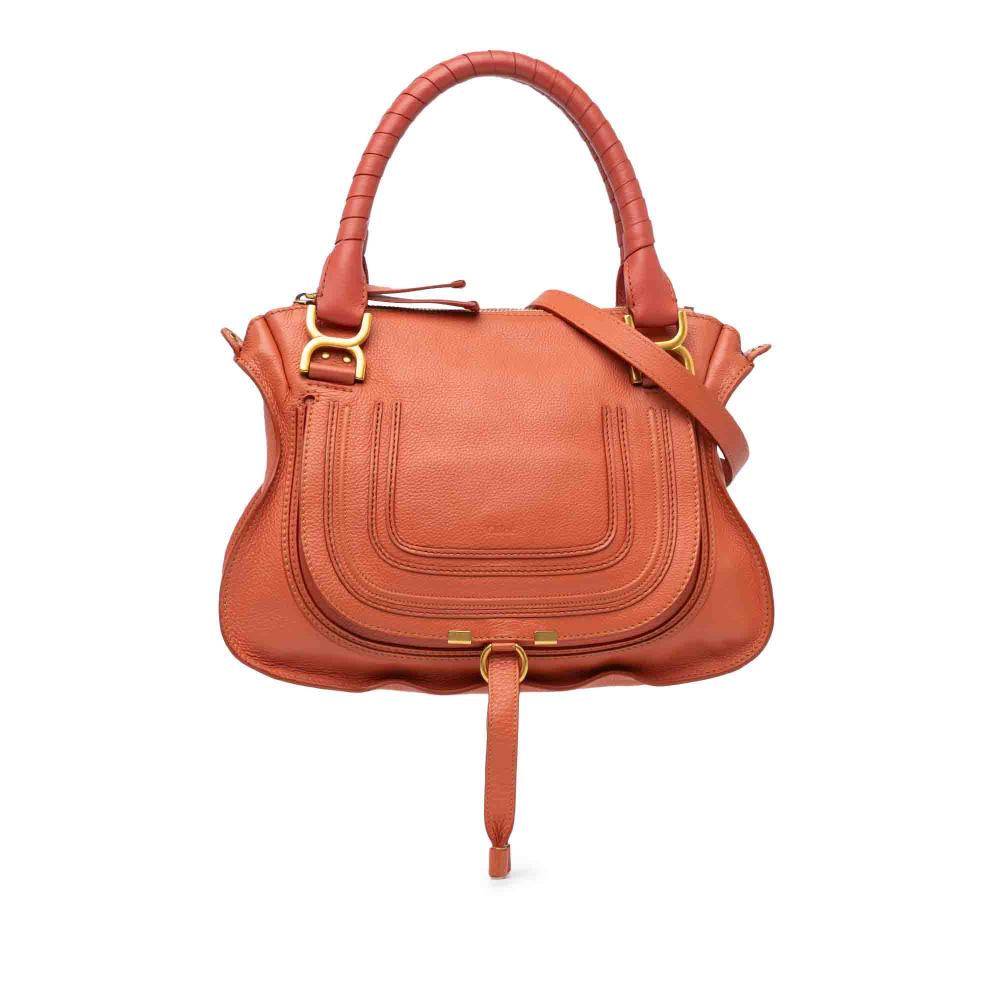 Chloé B Chloé Orange Calf Leather Medium Marcie Satchel Italy