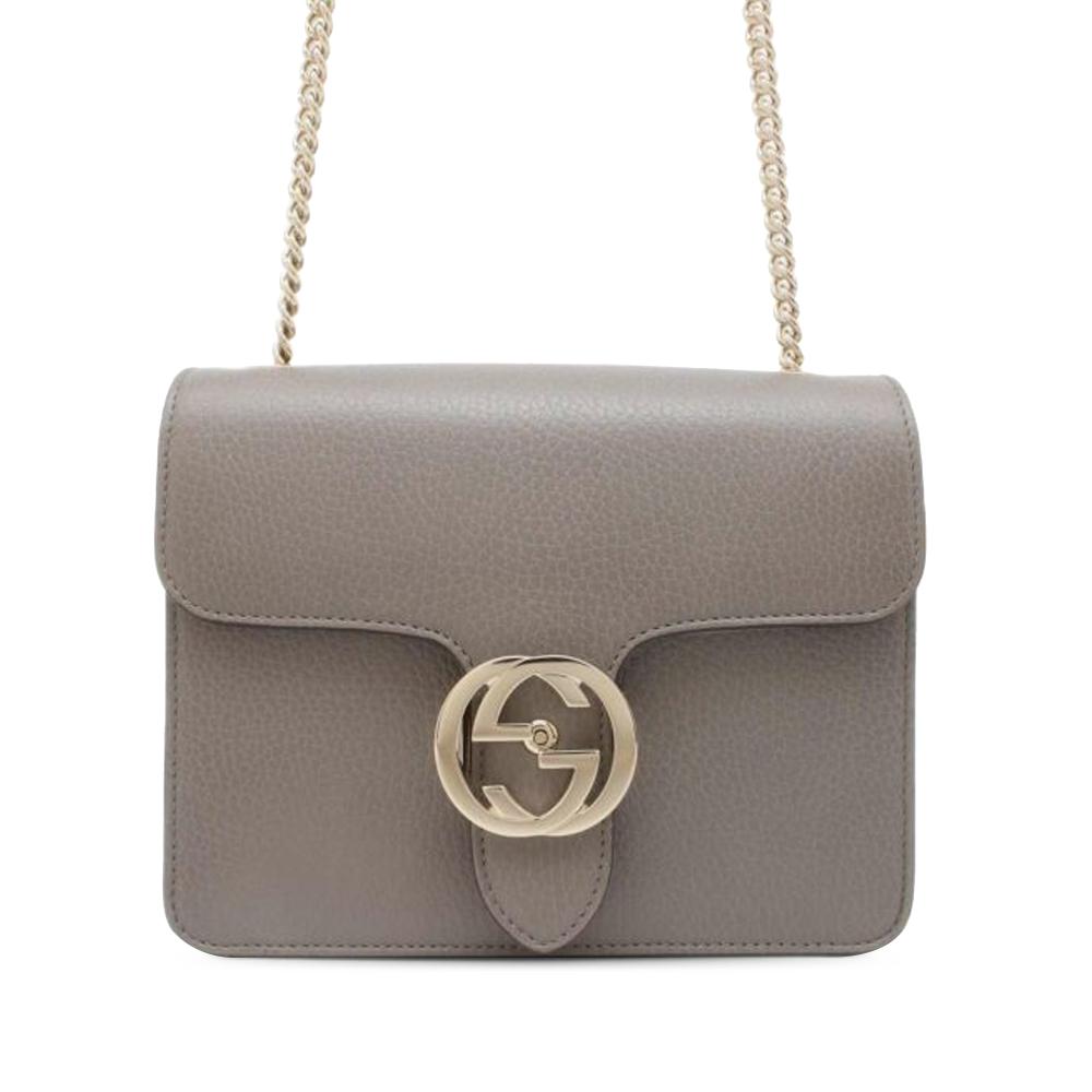 Gucci B Gucci Gray Calf Leather Small Dollar skin Interlocking G Crossbody Italy