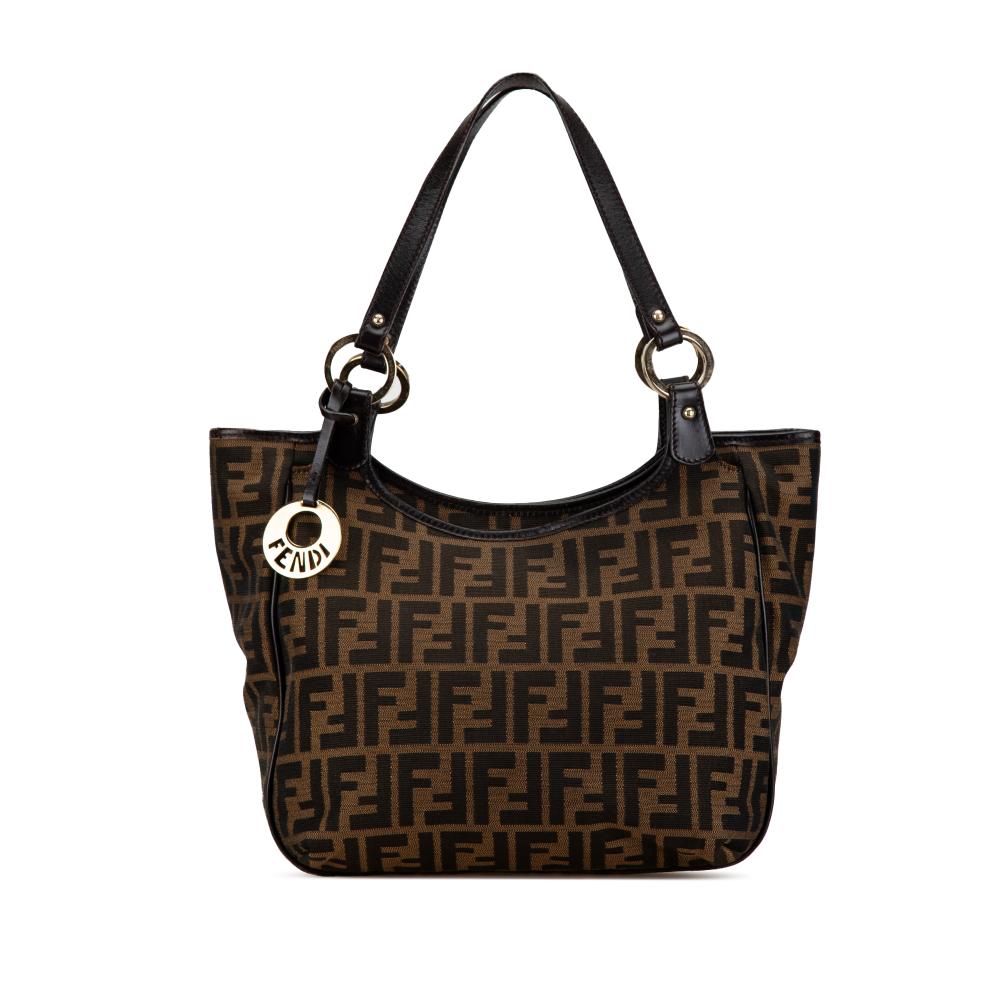 Fendi B Fendi Brown Canvas Fabric Zucca Chef Tote Italy