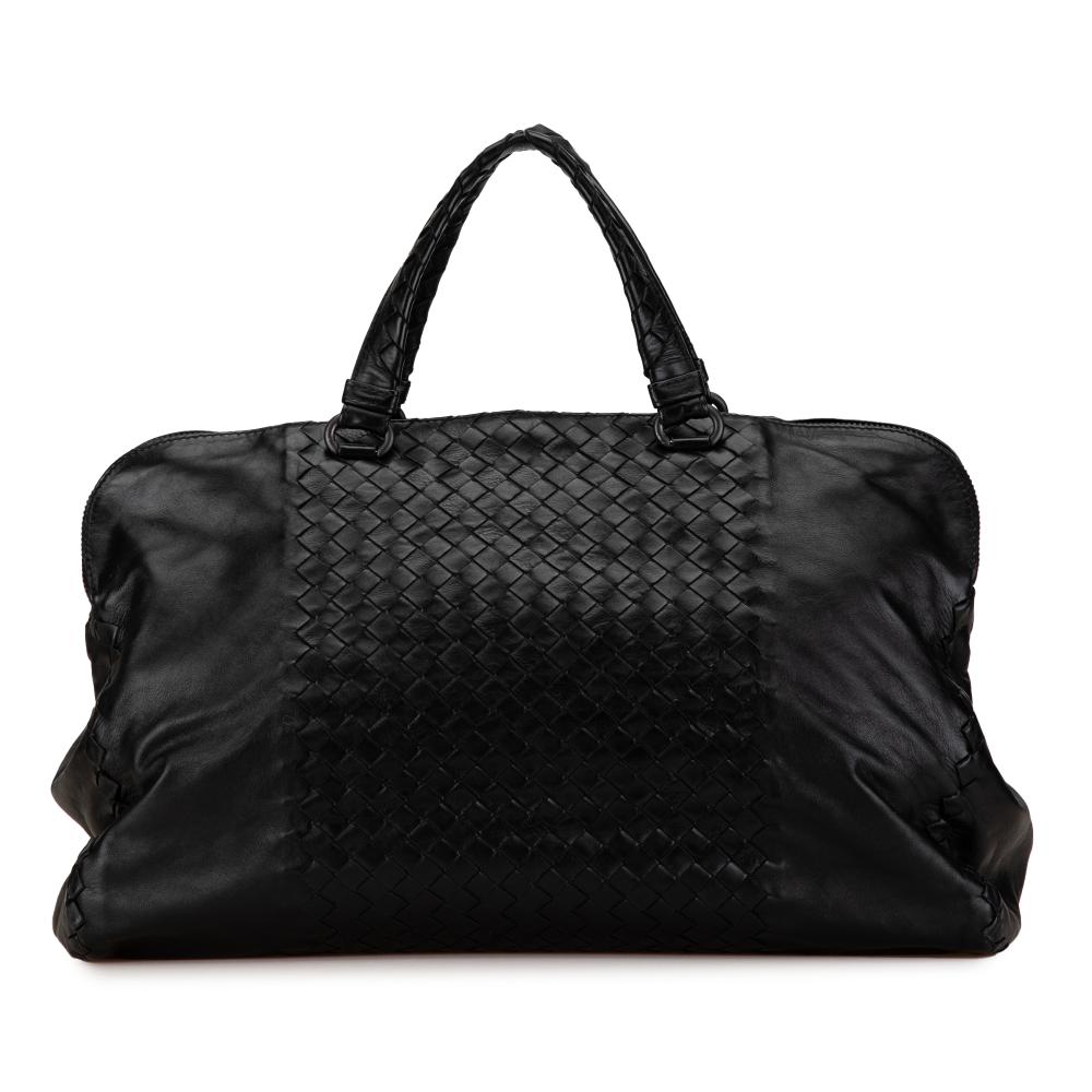 Bottega Veneta B Bottega Veneta Black Calf Leather Intrecciato Handbag Italy