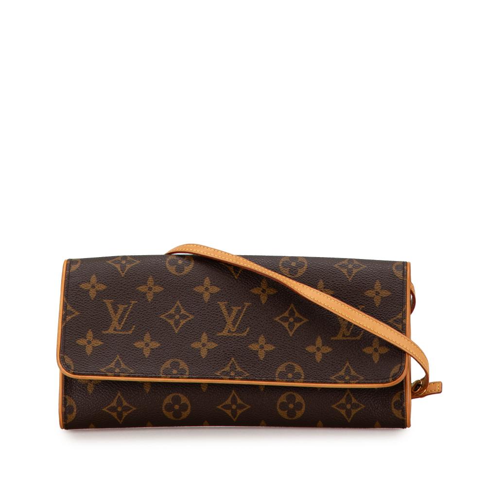 Louis Vuitton B Louis Vuitton Brown Monogram Canvas Canvas Monogram Pochette Twin GM France