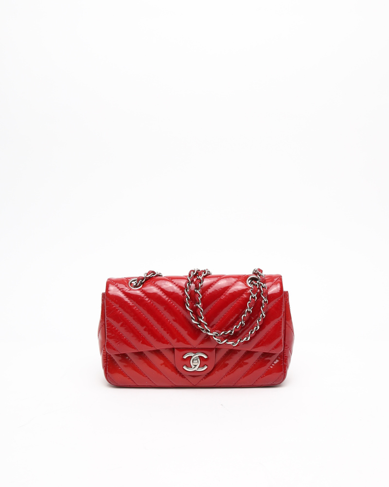 Chanel Patent Chevron Medium Single Flap Bag