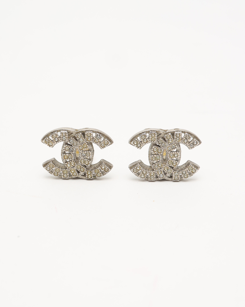 Chanel CC Rhinestone Clip-on Earrings