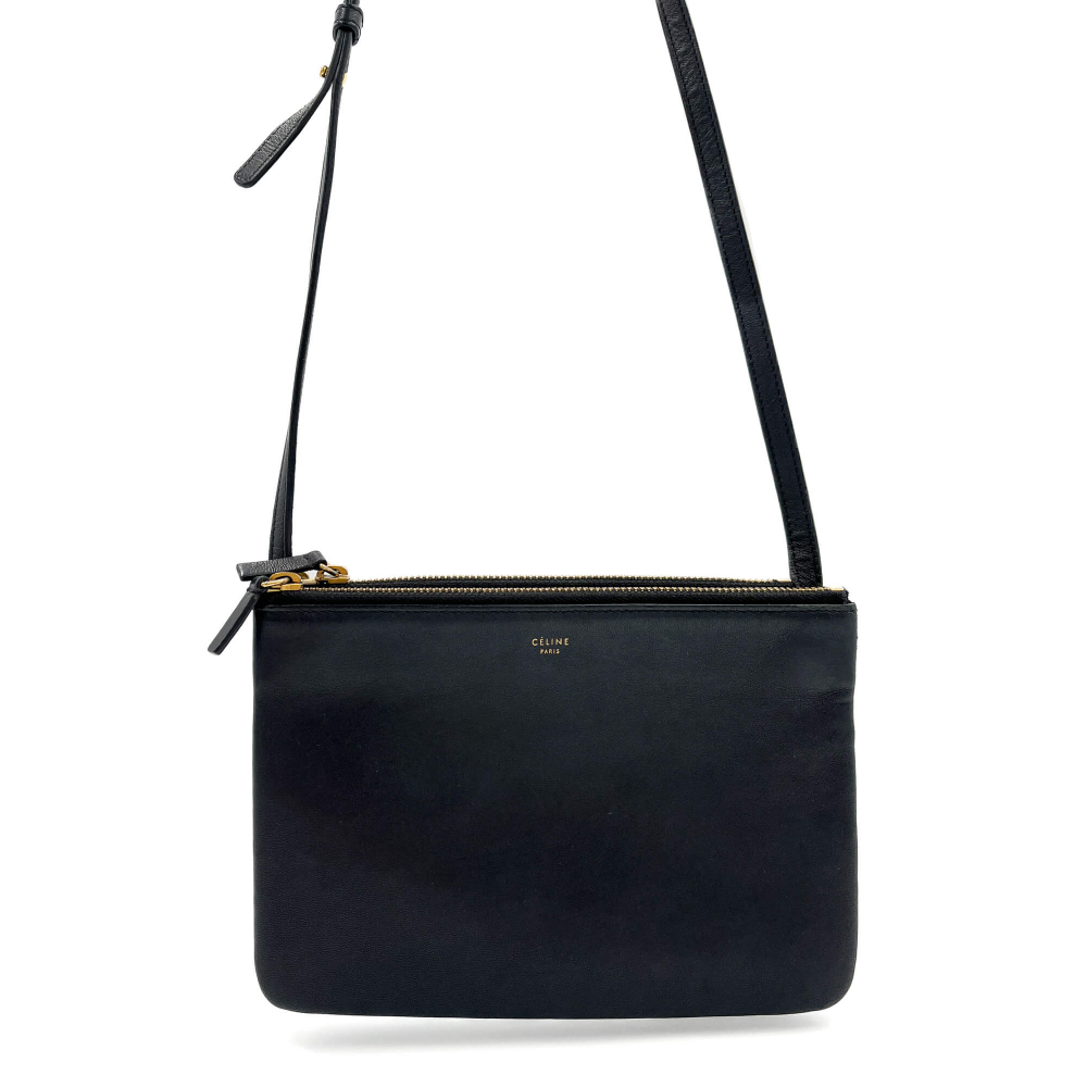 Celine Trio Leather 2-Ways Messenger Crossbody Black