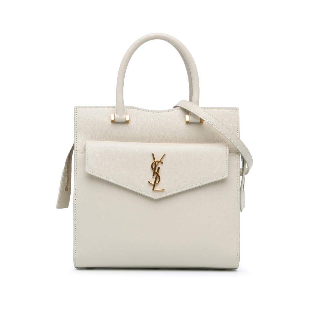 Saint Laurent AB Saint Laurent White Calf Leather Small Monogram Uptown Satchel Italy