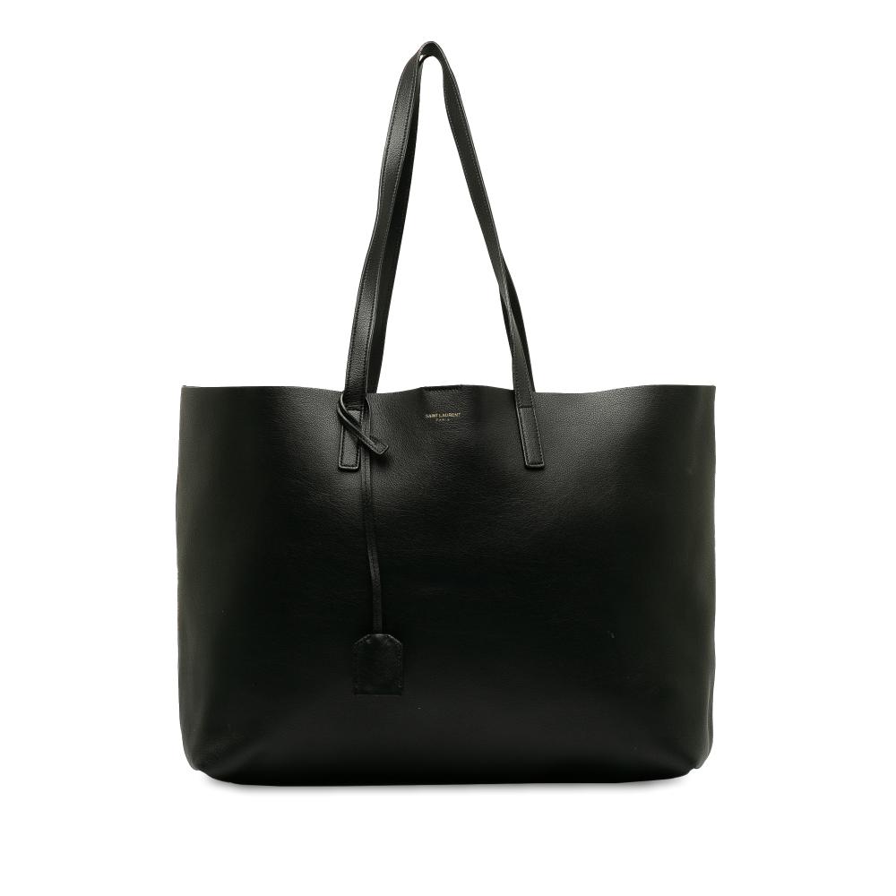 Saint Laurent B Saint Laurent Black Calf Leather Large East/West Shopping Tote Italy