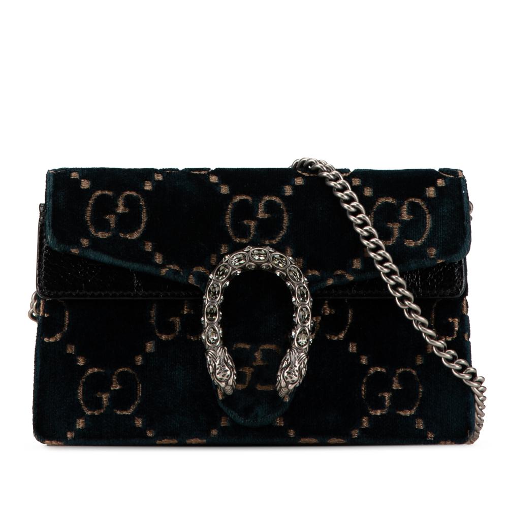 Gucci B Gucci Blue Dark Blue Velvet Fabric Super Mini GG Dionysus Crossbody Italy