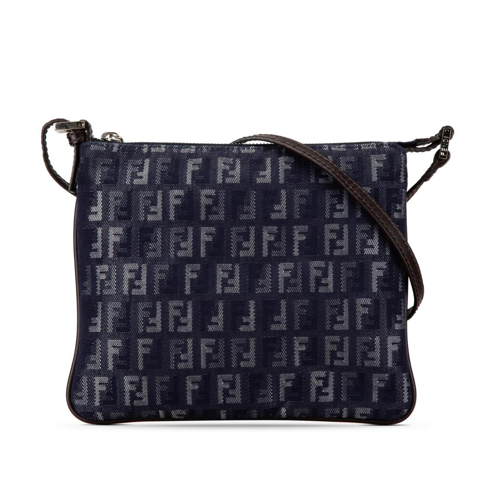 Fendi B Fendi Blue Denim Fabric Zucchino Crossbody Italy