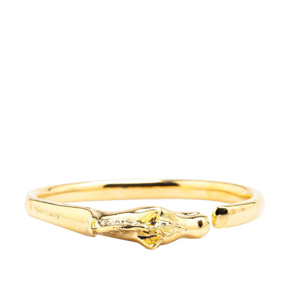 Hermès AB Hermès Gold Gold Plated Metal Tete de Cheval Horse Bangle France