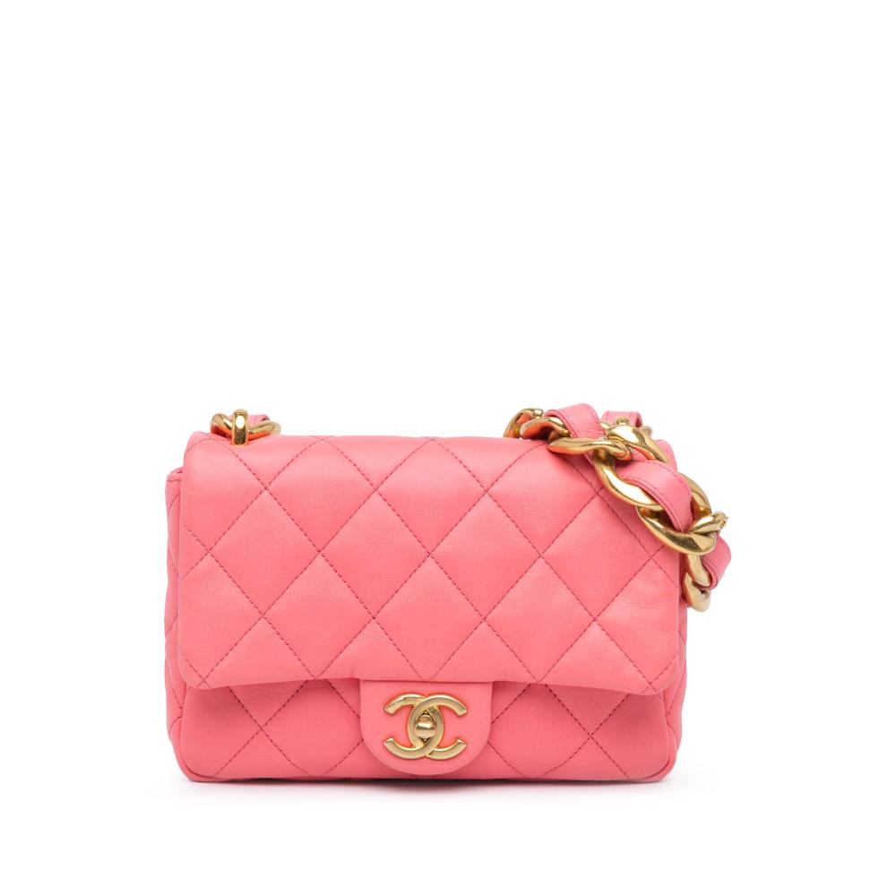 Chanel B Chanel Pink Lambskin Leather Leather Small Quilted Lambskin Funky Town Flap Italy