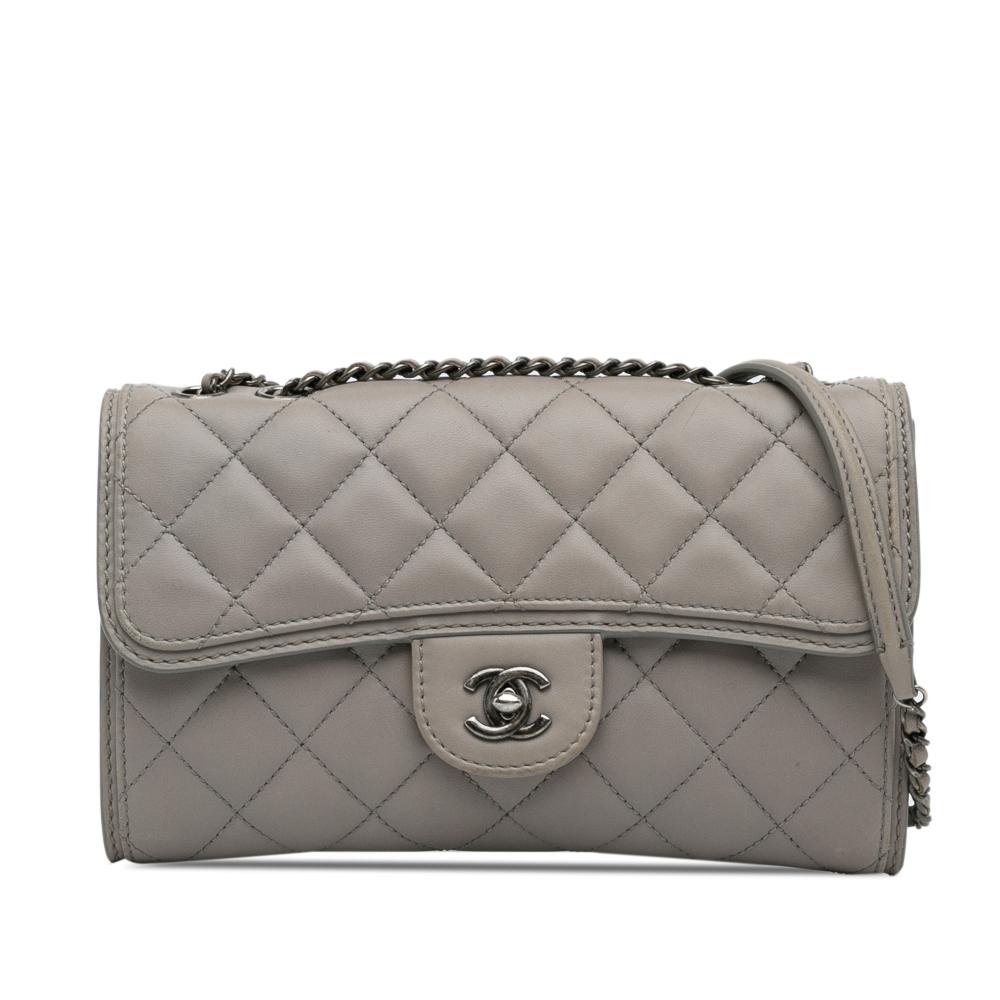 Chanel B Chanel Gray Lambskin Leather Leather Mini Lambskin Flap Italy