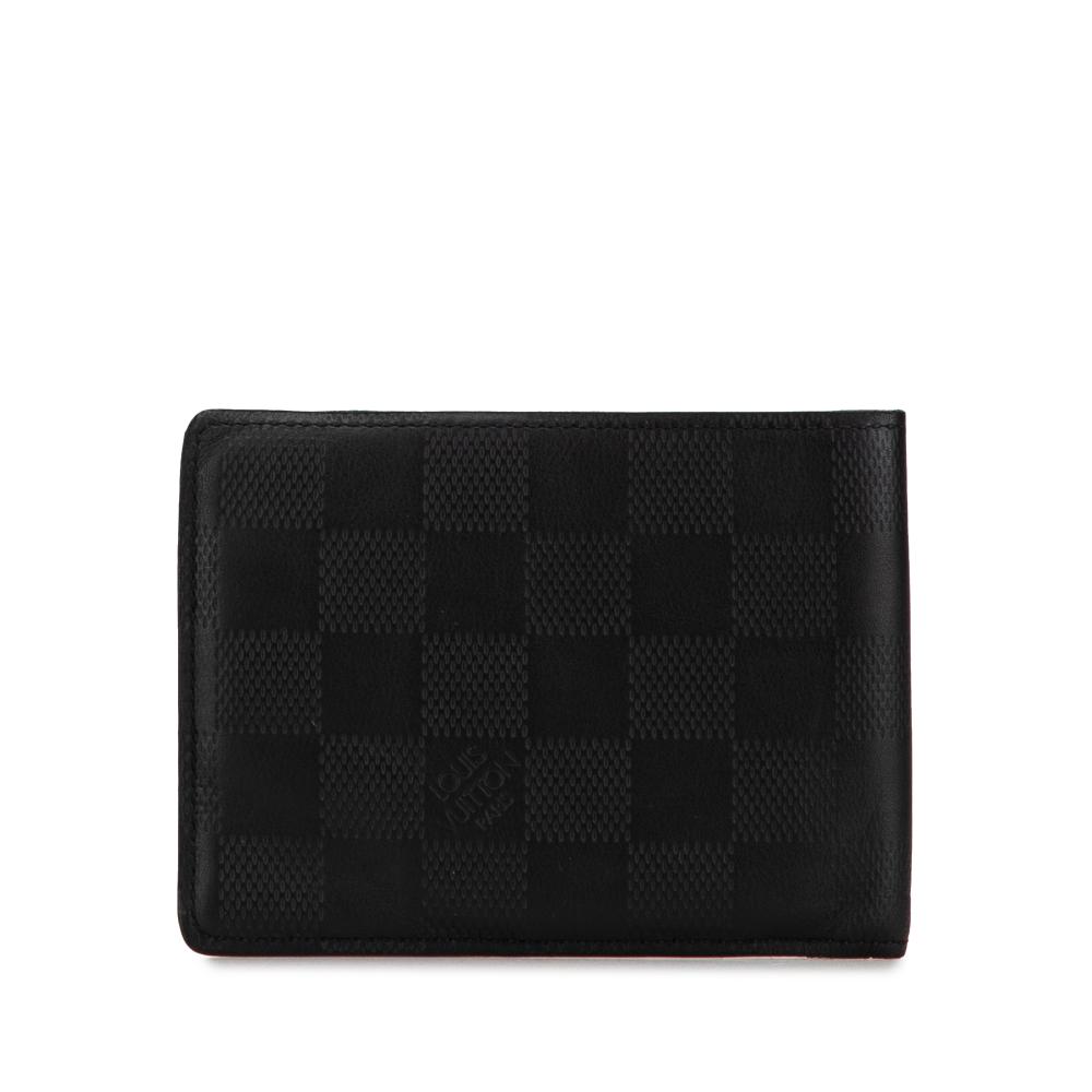 Louis Vuitton B Louis Vuitton Black Calf Leather Damier Infini Portefeuille Multiple Bifold Wallet France