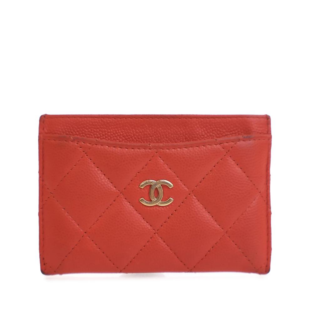 Chanel B Chanel Red Caviar Leather Leather CC Caviar Card Holder Italy