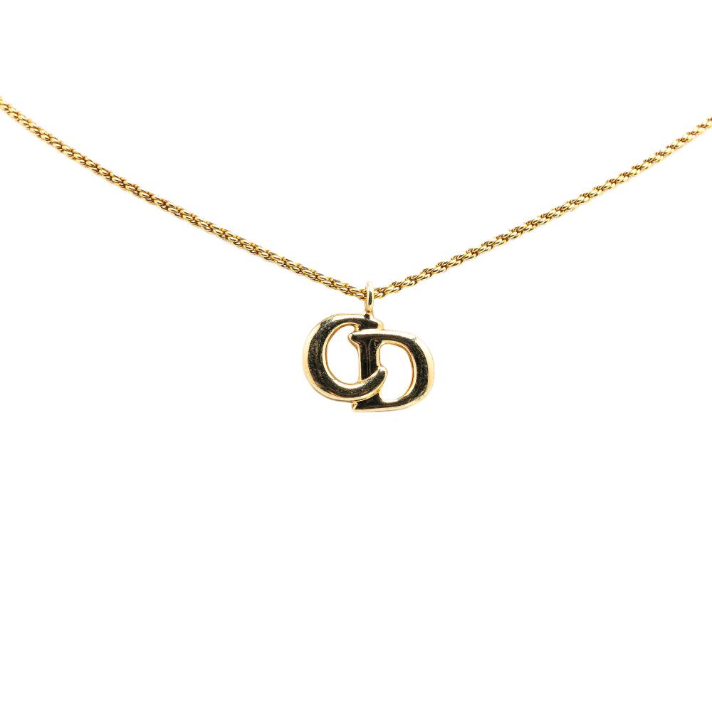 Christian Dior B Dior Gold Gold Plated Metal CD Logo Pendant Necklace Germany