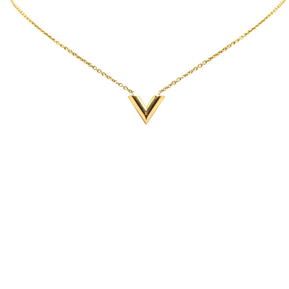 Louis Vuitton B Louis Vuitton Gold Gold Plated Metal Essential V Necklace Italy