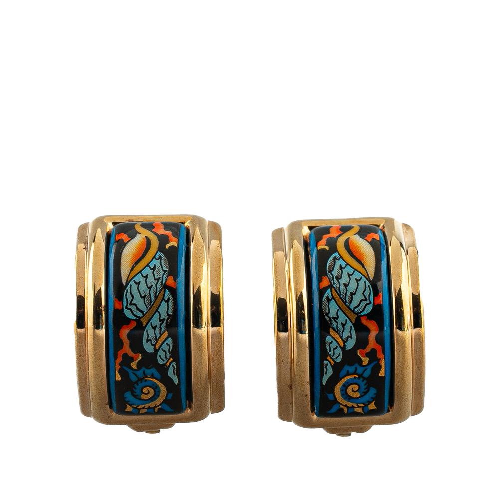 Hermès AB Hermès Blue Enamel Other Cloisonne Clip On Earrings France