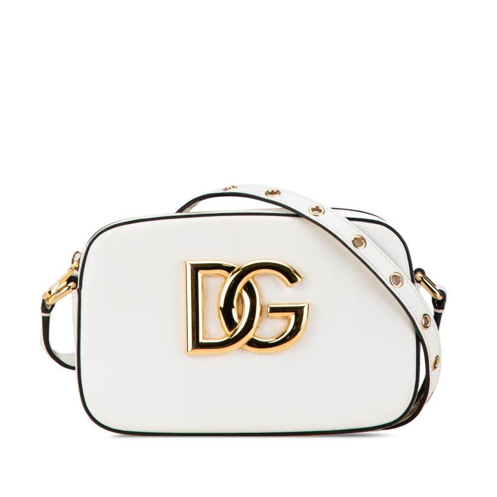 Dolce&Gabbana B Dolce & Gabbana White Calf Leather Hot Stuff DG Logo 3.5 Crossbody Italy