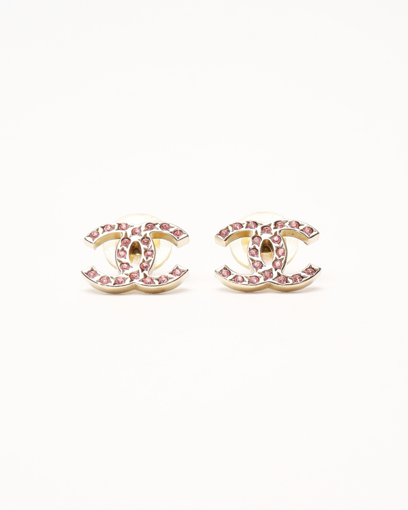 Chanel Coco Pink Rhinestone Earrings