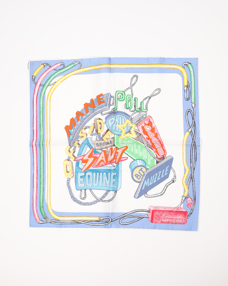 Hermès HERMÈS Petit Carré Chevaloscope Neon Silk Scarf