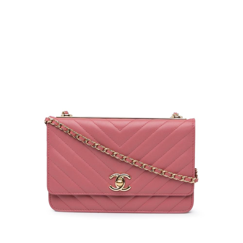 Chanel Pink Chevron Quilted Lambskin Trendy CC Wallet on Chain Italy