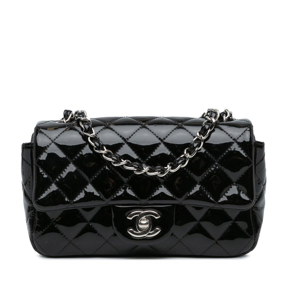 Chanel B Chanel Black Patent Leather Leather Mini Rectangular Classic Patent Single Flap Italy