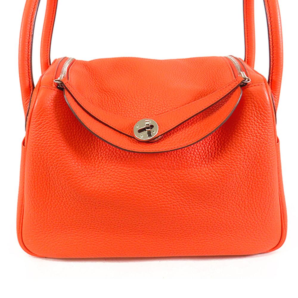 Hermès AB Hermès Orange Calf Leather Clemence Lindy 30 France