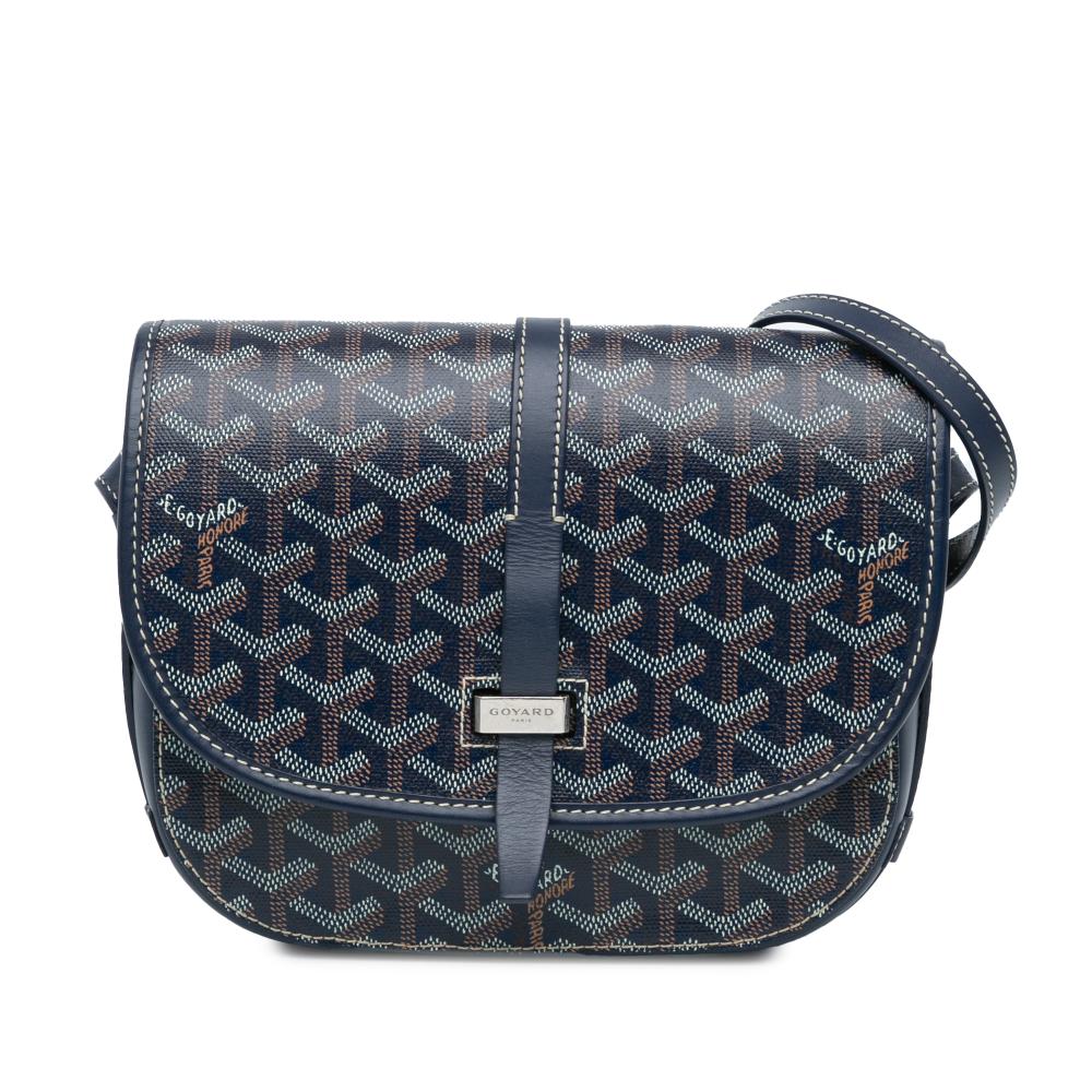 Goyard AB Goyard Blue Navy Coated Canvas Fabric Goyardine Belvedere PM France