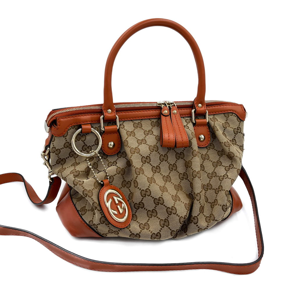 Gucci Interlocking Canvas 2-Ways Trunk Shoulder Bag Orange