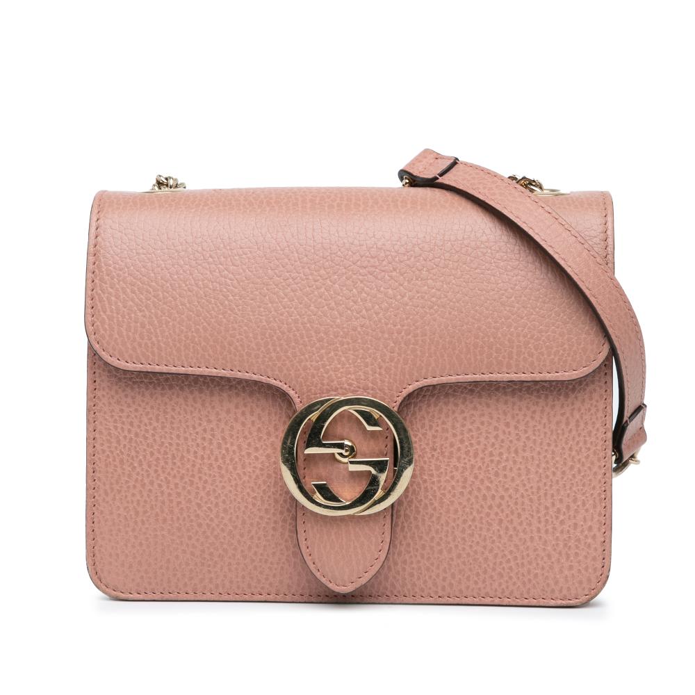 Gucci B Gucci Pink Calf Leather Small Dollar skin Interlocking G Crossbody Italy