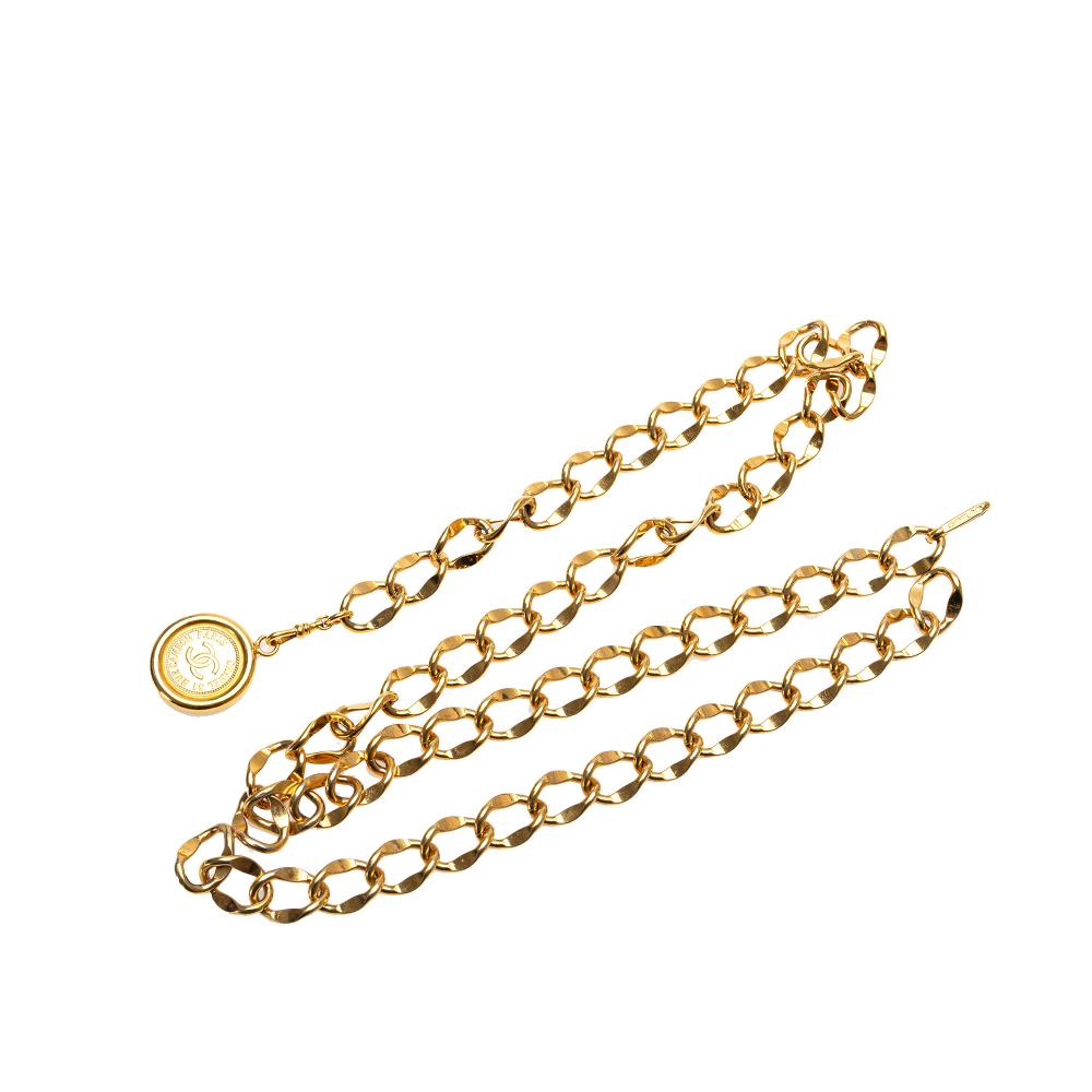 Chanel B Chanel Gold Gold Plated Metal CC Medallion Chain Belt France