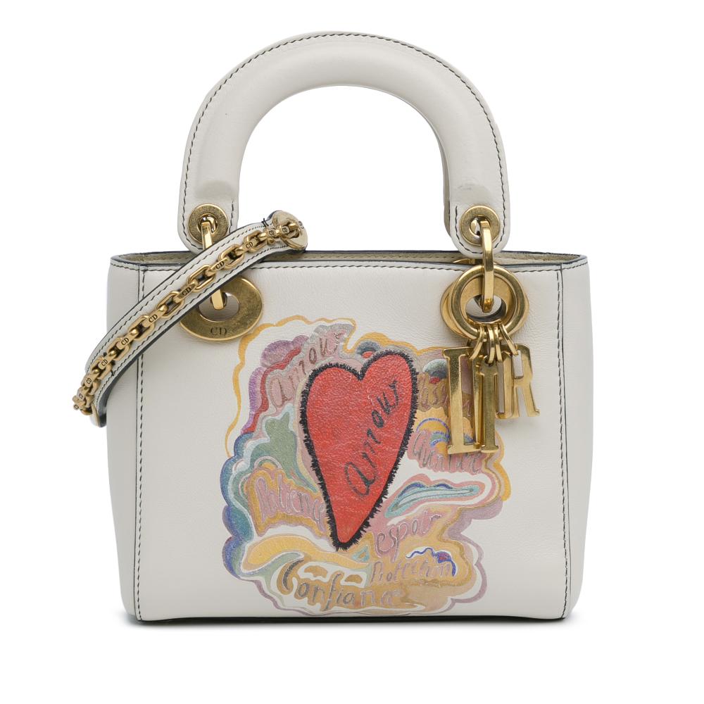 Christian Dior AB Dior White Calf Leather Niki De Saint Phalle Mini skin Dioramour Lady Dior Italy