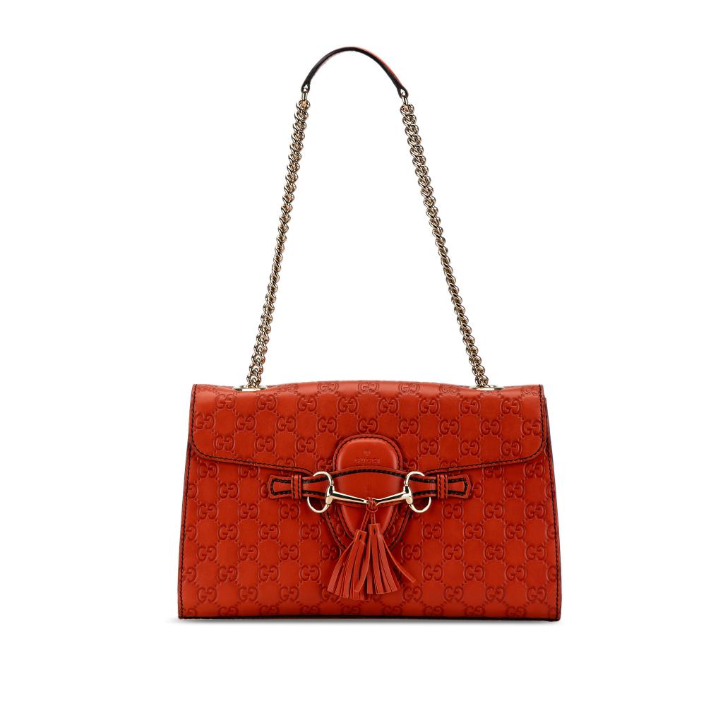 Gucci AB Gucci Orange Calf Leather Medium Microguccissima Emily Shoulder Bag Italy