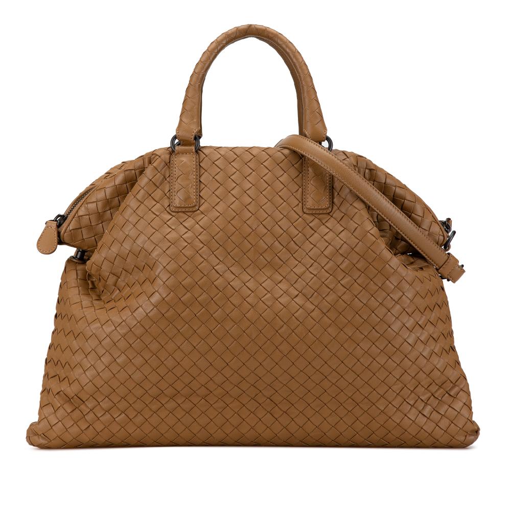 Bottega Veneta B Bottega Veneta Brown Light Brown Calf Leather Maxi Intrecciato Convertible Tote Italy