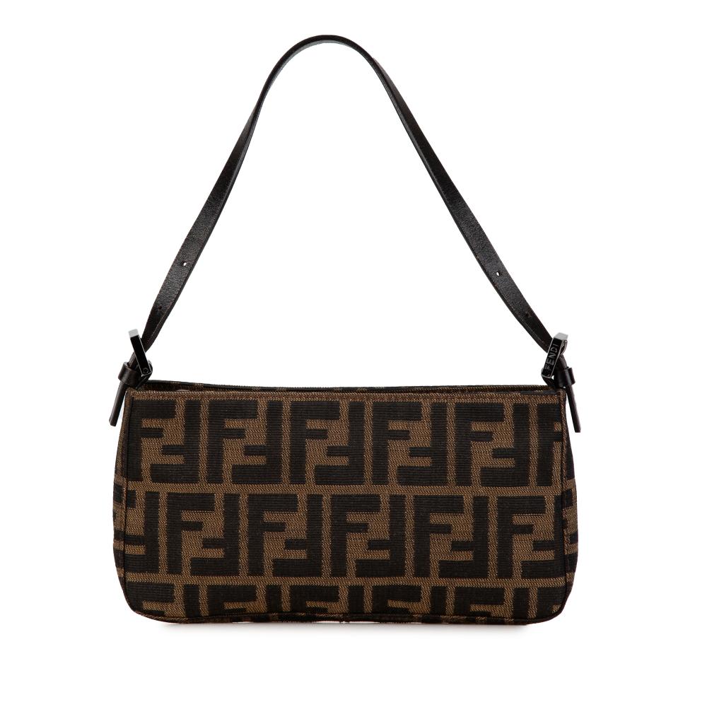 Fendi AB Fendi Brown Canvas Fabric Zucca Pochette Italy