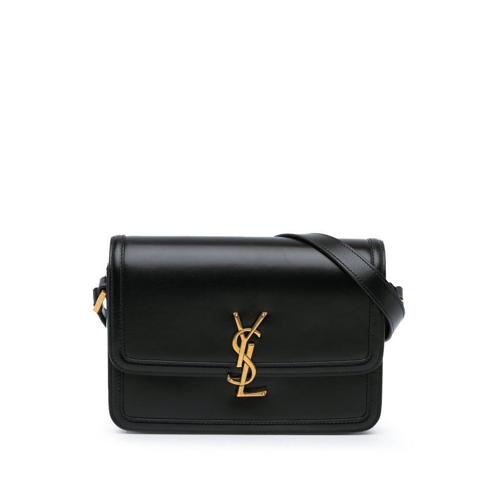 Saint Laurent AB Saint Laurent Black Calf Leather Medium Solferino Satchel In Box Italy