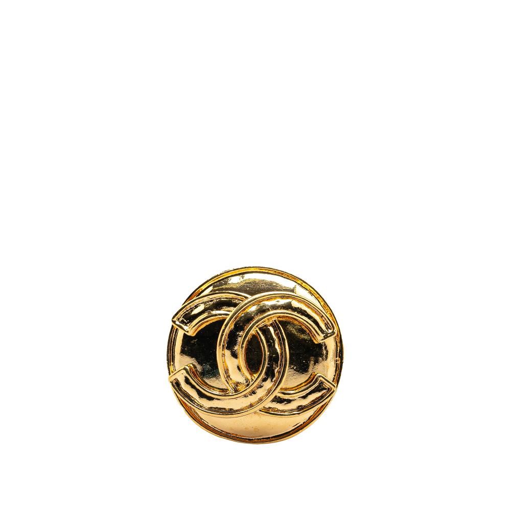 Chanel B Chanel Gold Gold Plated Metal CC Round Brooch France