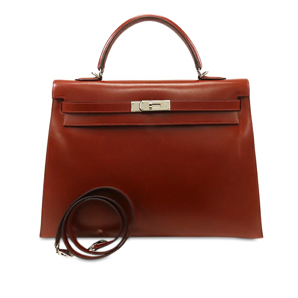 Hermès B Hermès Red Calf Leather Box Kelly II Sellier 35 France