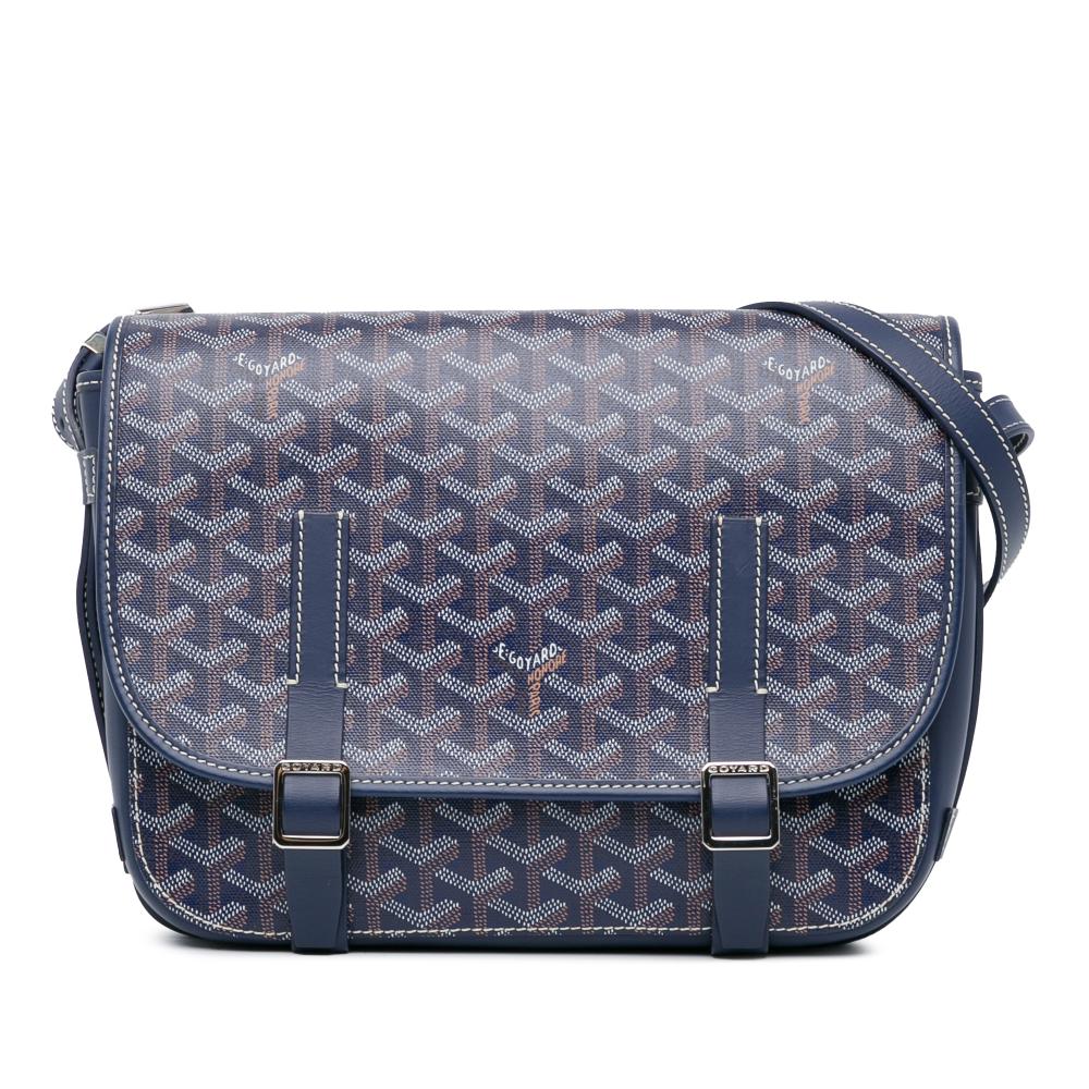 Goyard AB Goyard Blue Coated Canvas Fabric Goyardine Belvedere MM France