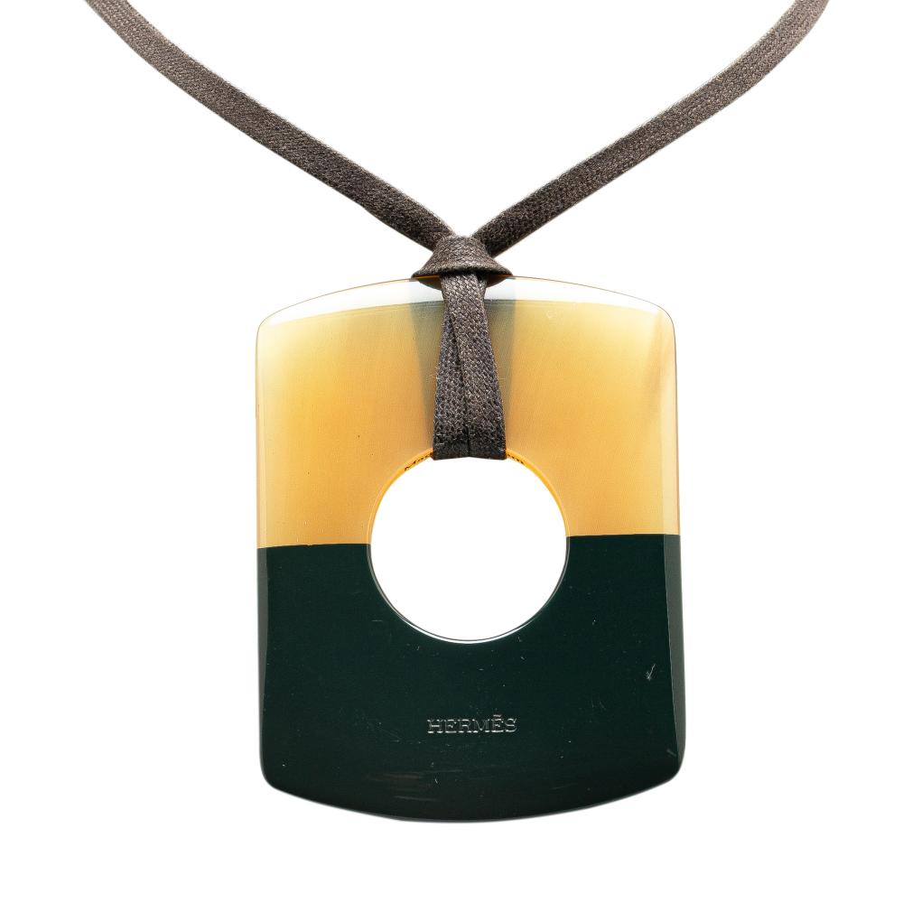 Hermès AB Hermès Brown N/a Natural Material Buffalo Horn Dalva Pendant Necklace Vietnam