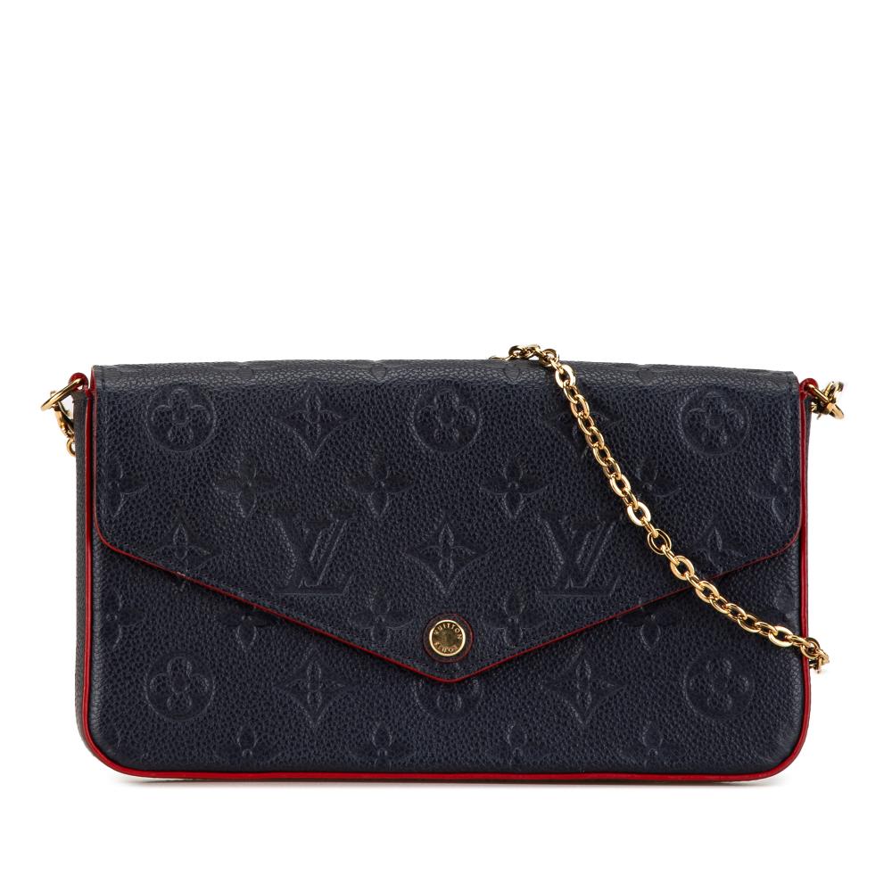 Louis Vuitton AB Louis Vuitton Blue Navy Monogram Empreinte Leather Pochette Felicie Italy