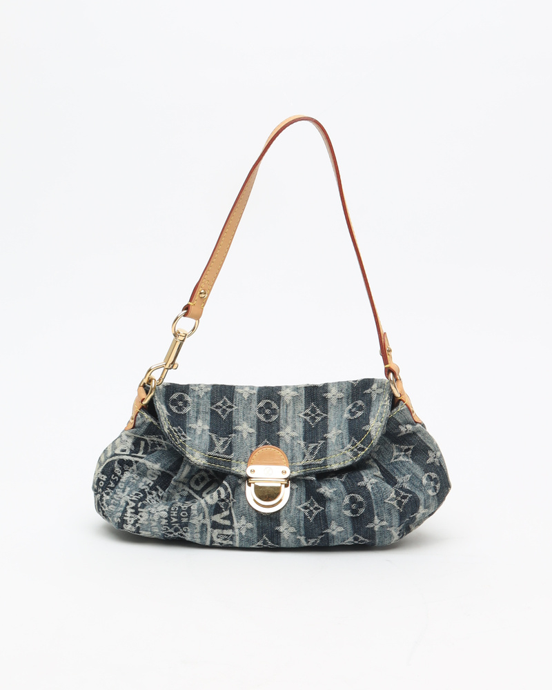 Louis Vuitton Monogram Denim Mini Pleaty Raye Shoulder Bag