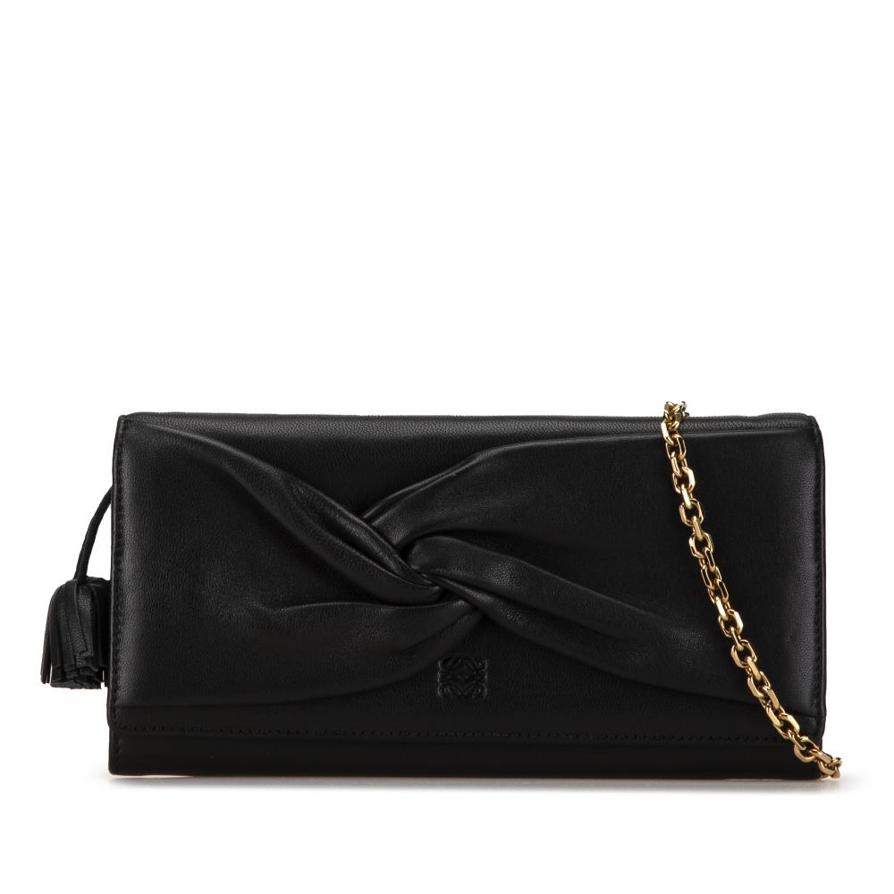 Loewe B LOEWE Black Nappa Leather Leather Nappa Bow Wallet on Chain Spain